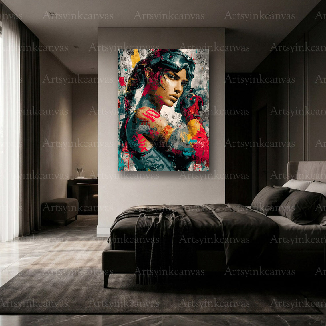 Premium Lara Croft graffiti wall art