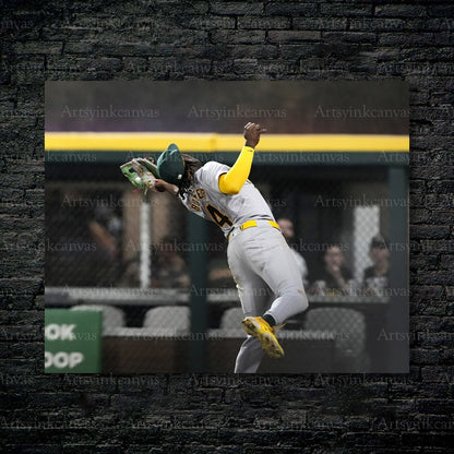 Lawrence Butler Diving Catch Canvas Wall Art | Oakland Athletics