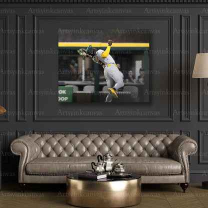 Lawrence Butler Diving Catch Canvas Wall Art | Oakland Athletics