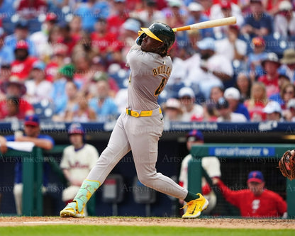 Lawrence Butler swinging at bat Oakland Athletics canvas wall art