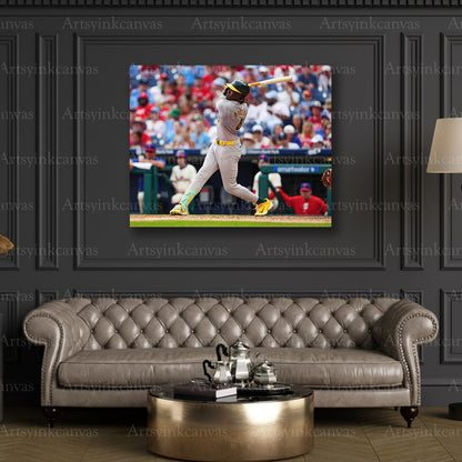 Lawrence Butler Swinging At Bat Oakland Athletics Canvas Wall Art