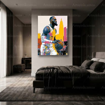 LeBron James Basketball Legacy canvas wall art made in USA by ArtsyInkCanvas