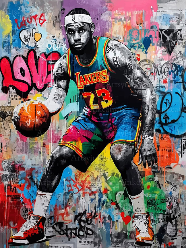 LeBron James NBA graffiti canvas wall art