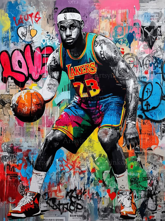 LeBron James NBA graffiti canvas wall art
