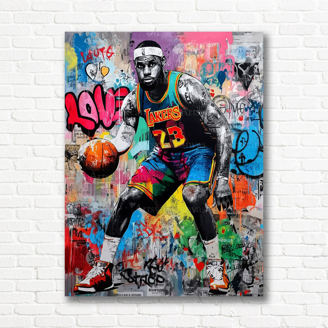 LeBron James basketball graffiti canvas print