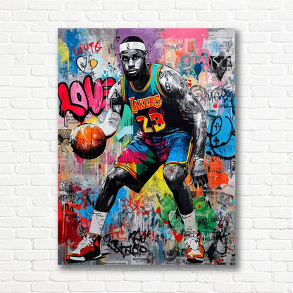 LeBron James basketball graffiti canvas print