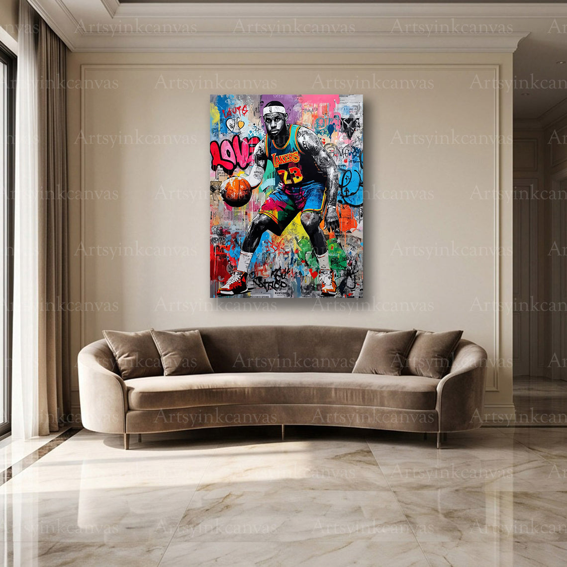 LeBron James NBA street art wall decor