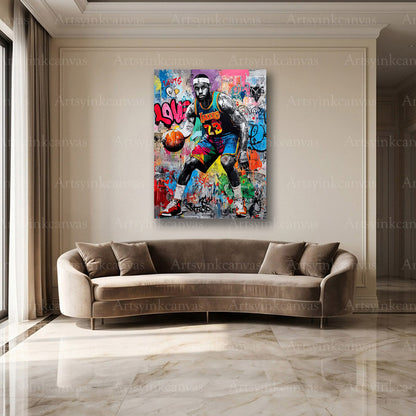 LeBron James NBA street art wall decor