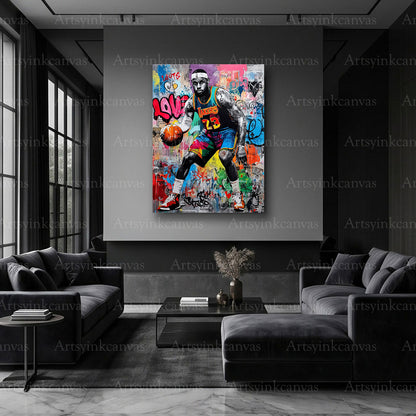 LeBron James urban basketball artwork