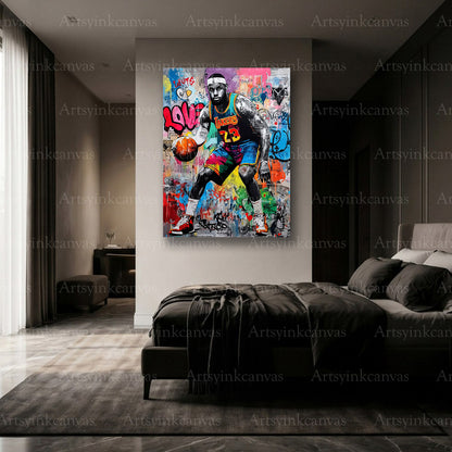 Premium LeBron James graffiti wall art