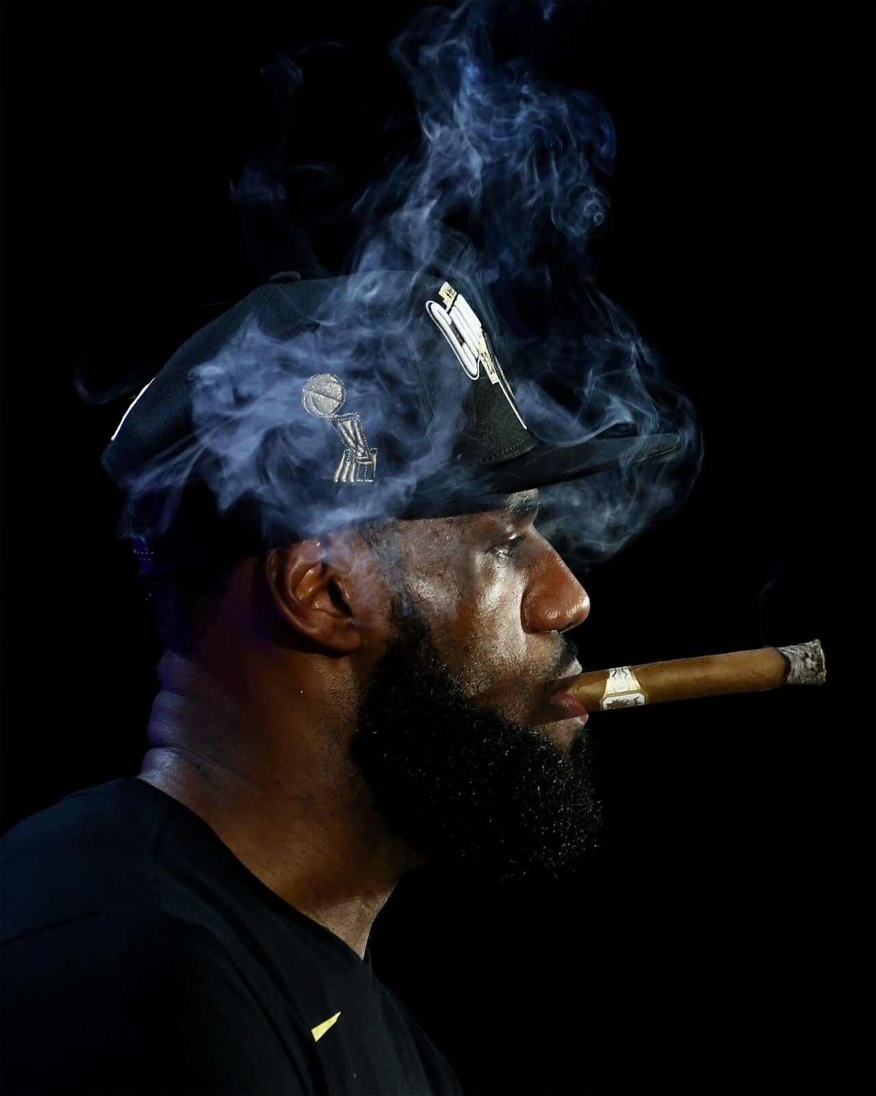 LeBron James smoking a cigar canvas wall art