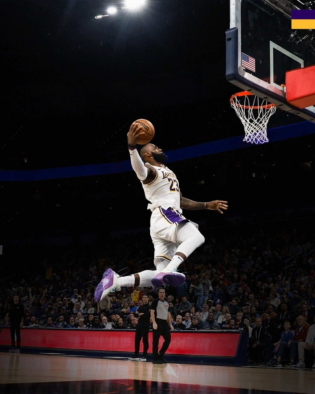 LeBron James spotlight dunk canvas wall art