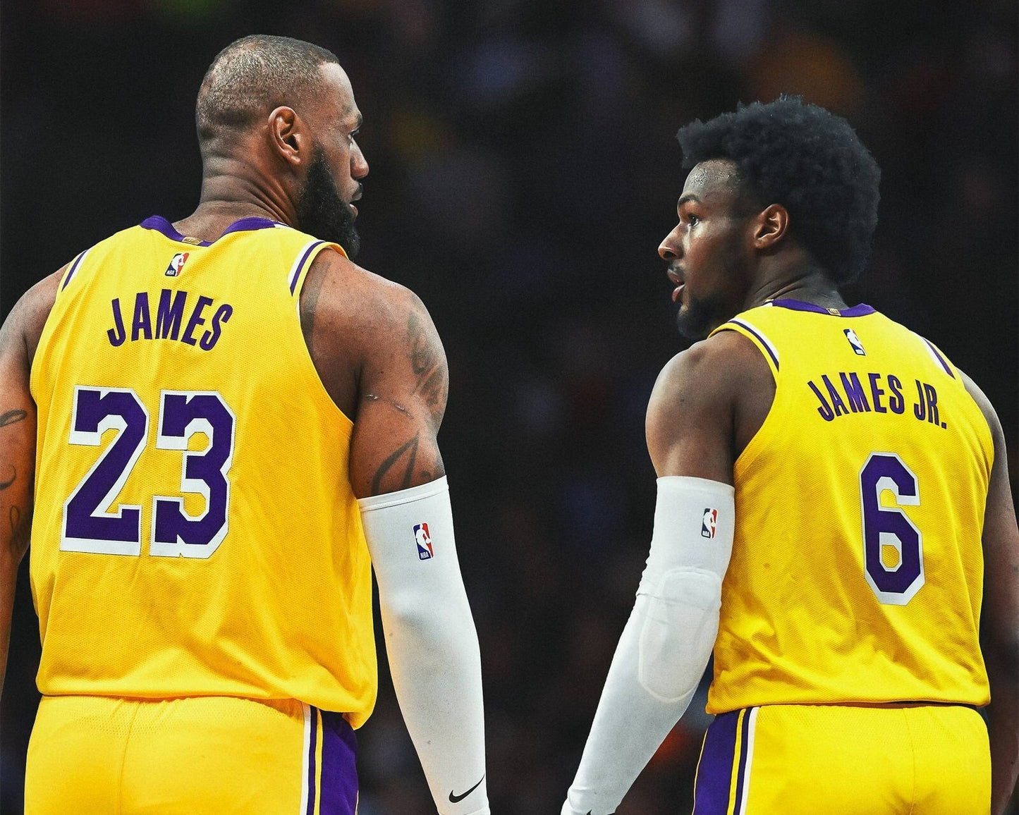 LeBron James and Bronny James canvas wall art