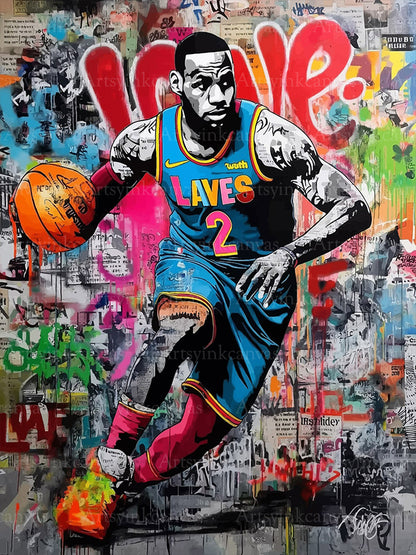 LeBron James graffiti canvas wall art