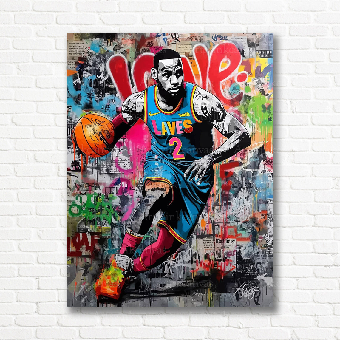 LeBron James basketball graffiti canvas print