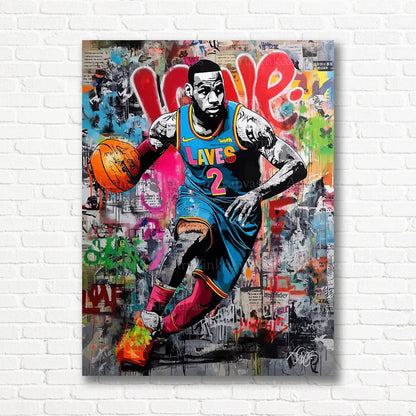 LeBron James basketball graffiti canvas print