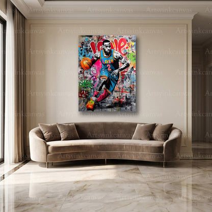 LeBron James NBA graffiti wall decor