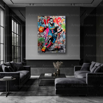 LeBron James urban basketball artwork