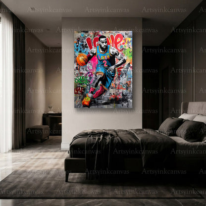 Premium LeBron James graffiti wall art