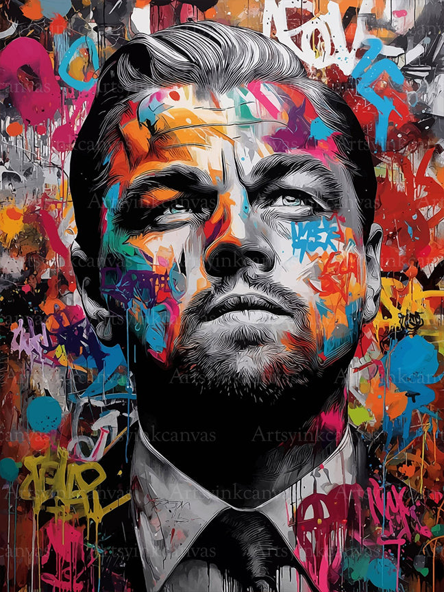 Leonardo DiCaprio Hollywood Icon graffiti canvas wall art