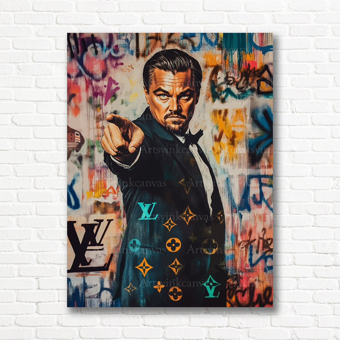 Leonardo DiCaprio Hollywood graffiti canvas print