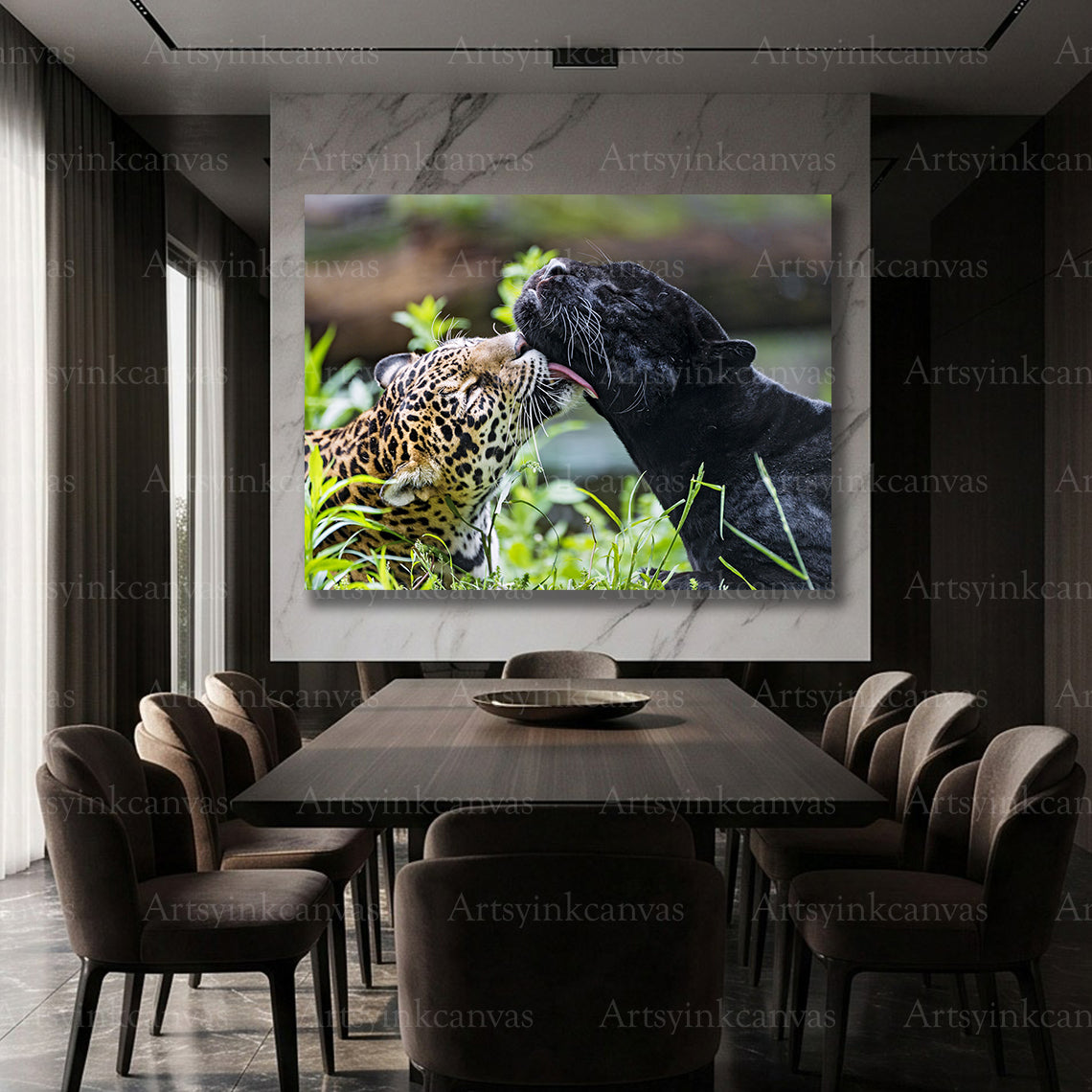 Exotic big cat leopard panther wall art for living room decor