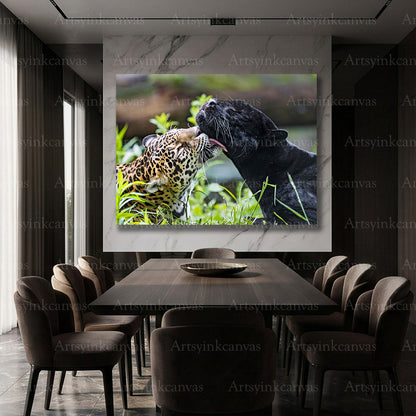 Exotic big cat leopard panther wall art for living room decor