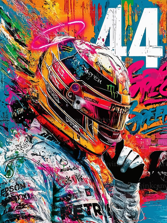 Lewis Hamilton graffiti canvas wall art