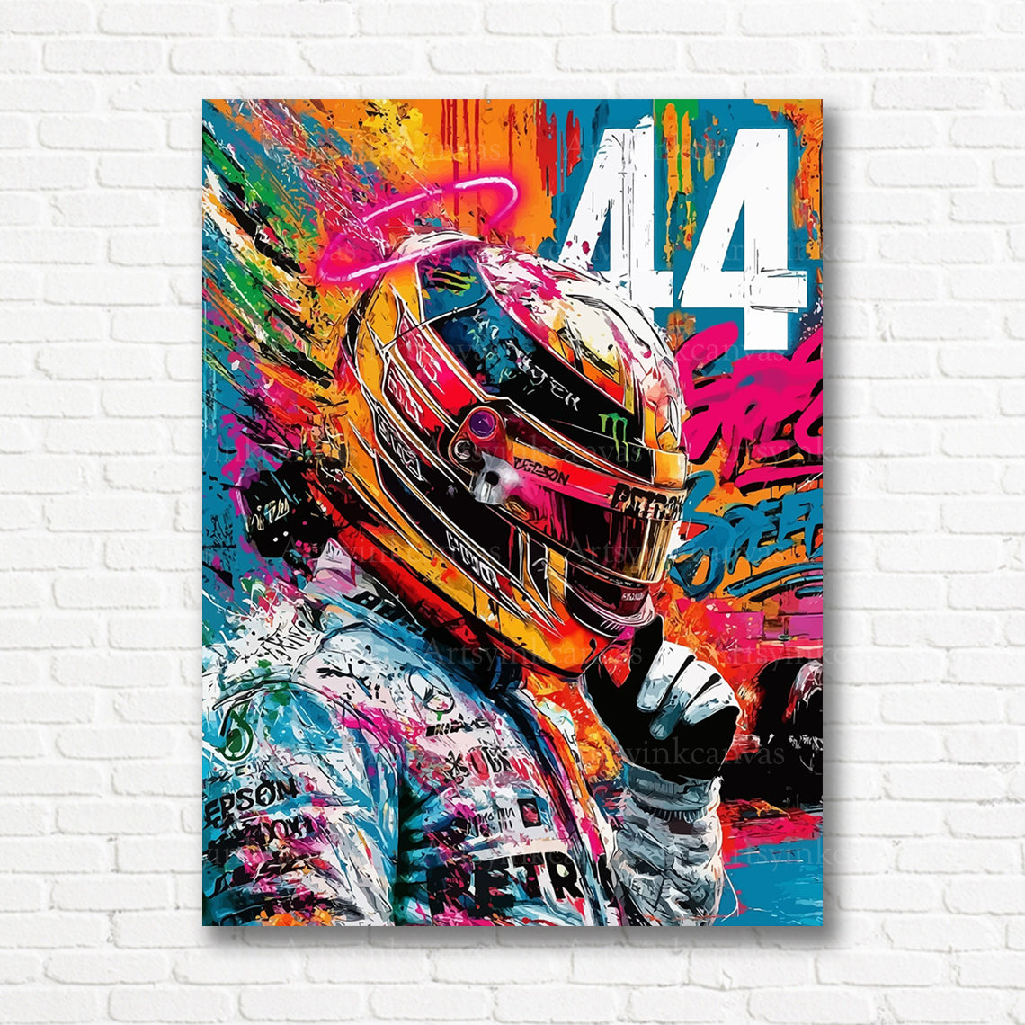 Lewis Hamilton F1 graffiti canvas print