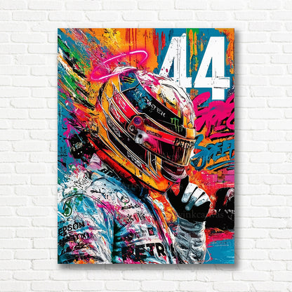 Lewis Hamilton F1 graffiti canvas print