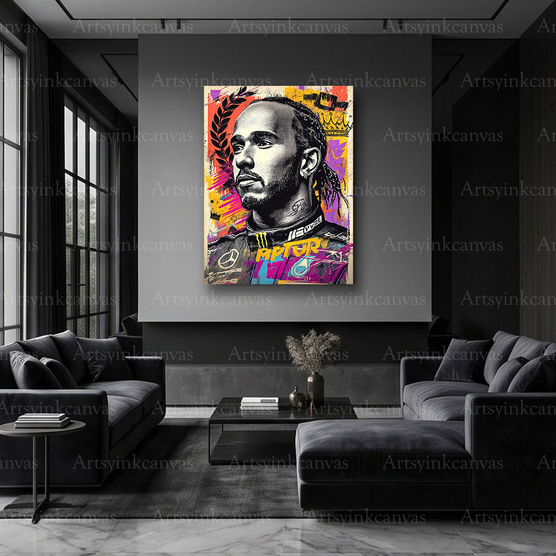 King of the Track Lewis Hamilton canvas artwork