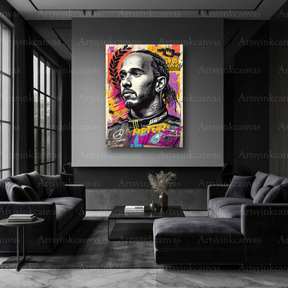 King of the Track Lewis Hamilton canvas artwork