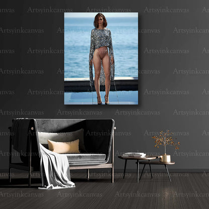 Lily Collins Elegant Portrait Canvas Wall Art
