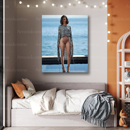 Lily Collins Elegant Portrait Canvas Wall Art