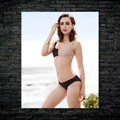 Lily Collins Timeless Hollywood Canvas Wall Art