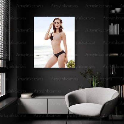 Lily Collins Timeless Hollywood Canvas Wall Art