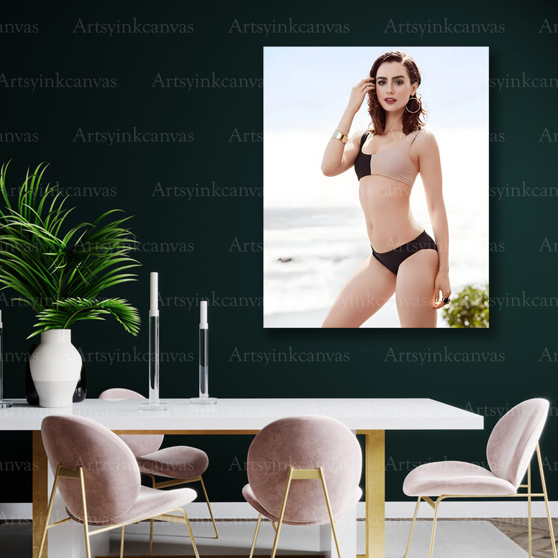 Lily Collins Timeless Hollywood Canvas Wall Art