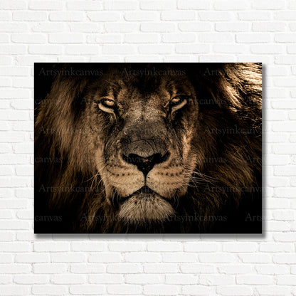 Majestic lion wildlife canvas print