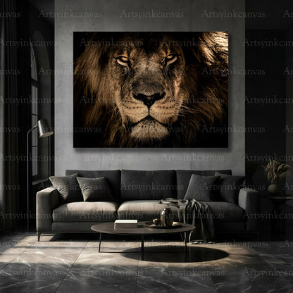 Bold lion nature wall art