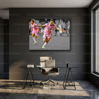 Lionel Messi Canvas Wall Art – Football Legend & World Champion Decor