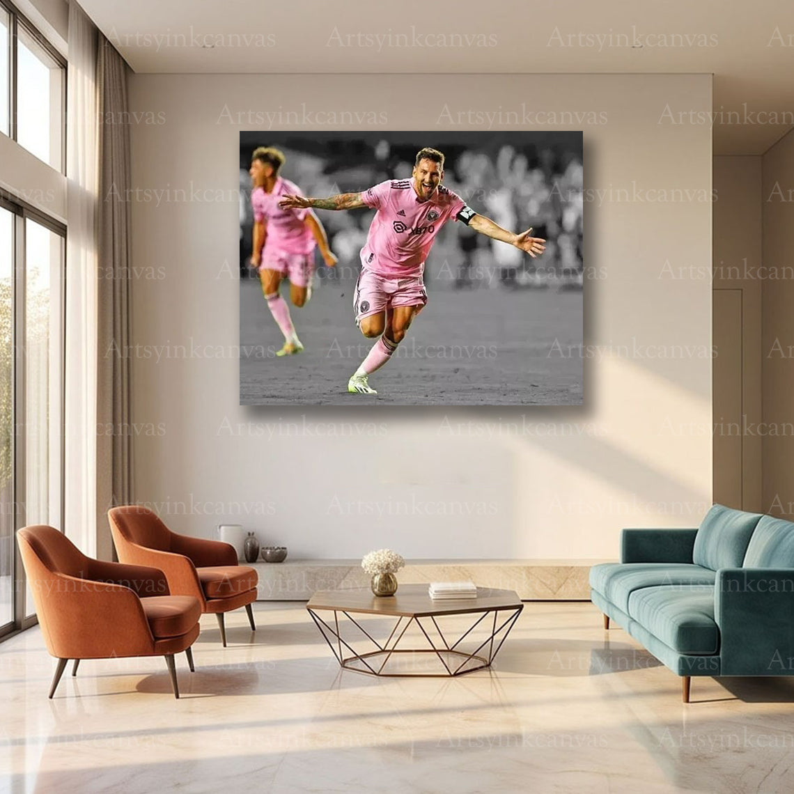 Lionel Messi Canvas Wall Art – Football Legend & World Champion Decor