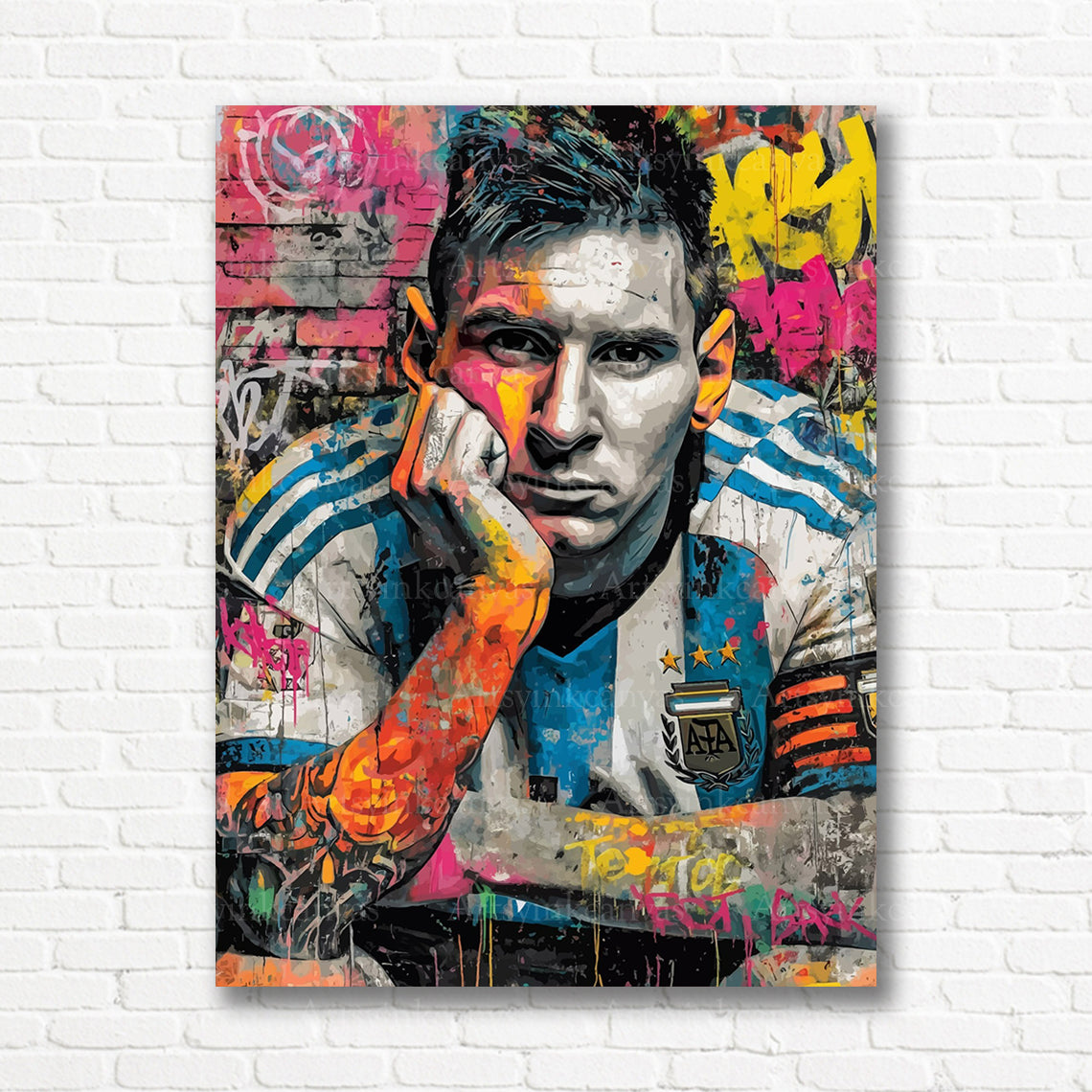 Lionel Messi iconic soccer artwork on premium canvas wall decor
