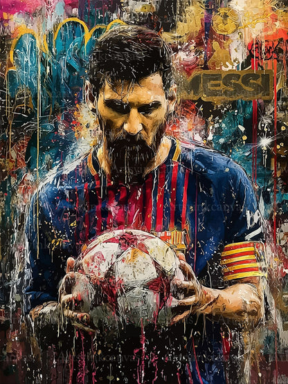 Lionel Messi graffiti canvas wall art