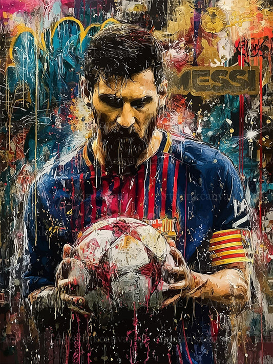 Lionel Messi graffiti canvas wall art