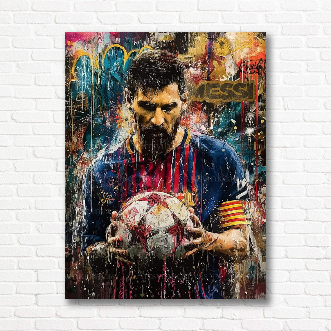 Lionel Messi graffiti canvas print
