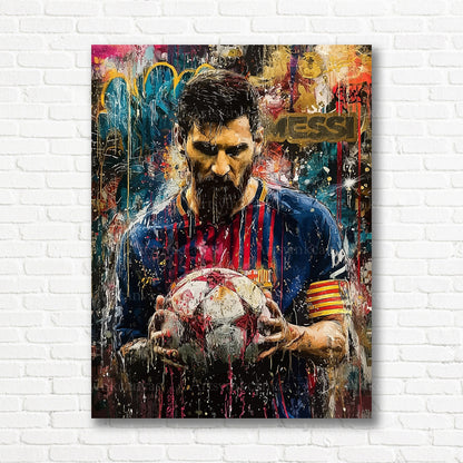 Lionel Messi graffiti canvas print