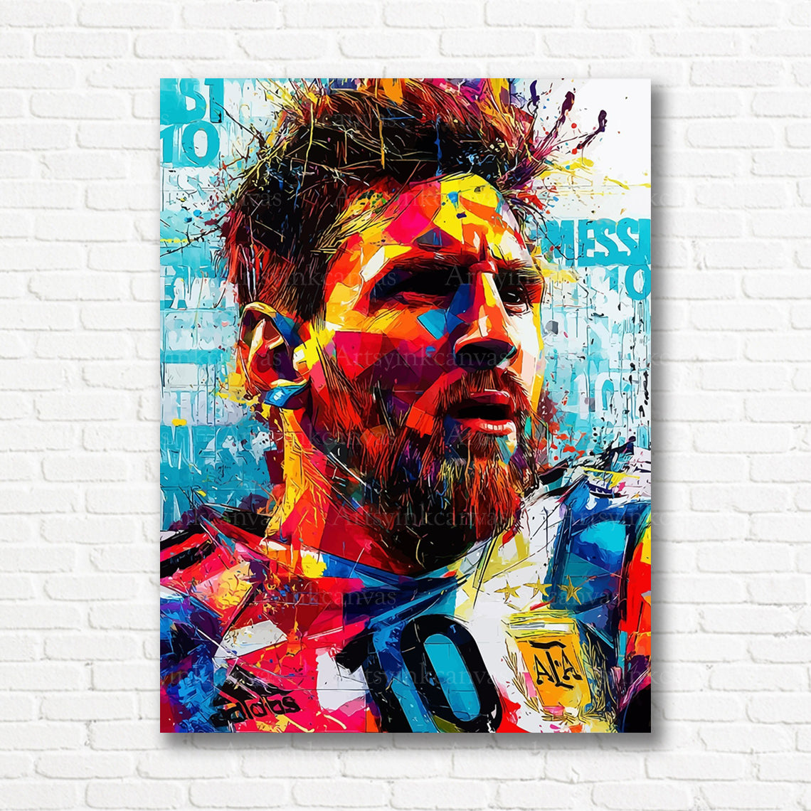 Lionel Messi graffiti soccer canvas print