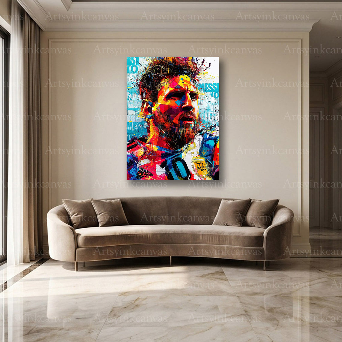 Messi football legend street art wall decor