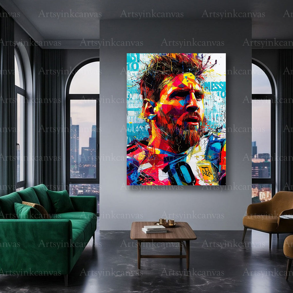 Messi Argentina soccer canvas art