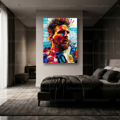 Premium Lionel Messi legend graffiti wall art